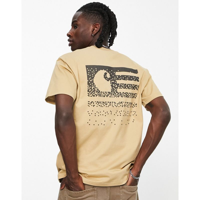 Carhartt WIP – T-Shirt in Braun mit verbalssendem State-Print auf der Rückseite