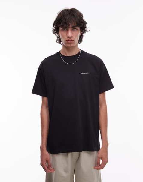 Carhartt WIP – T-Shirt in Schwarz mit Schriftzug-Stickerei - view 1