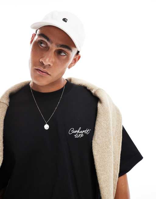 Carhartt WIP – T-Shirt in Schwarz mit Signatur-Schriftzug