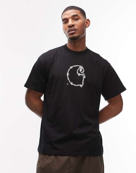 Carhartt WIP – T-Shirt in Schwarz mit Stacheldraht-Logo - view 1