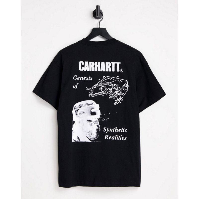 Carhartt WIP – T-Shirt in Schwarz mit „Synthetic Realities-Print auf der Rückseite