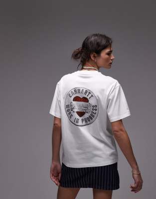 Carhartt WIP - T-Shirt in Weiß mit Abzeichen-Print