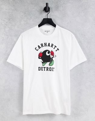Carhartt WIP – T-Shirt in Weiß mit boxendes-C-Print