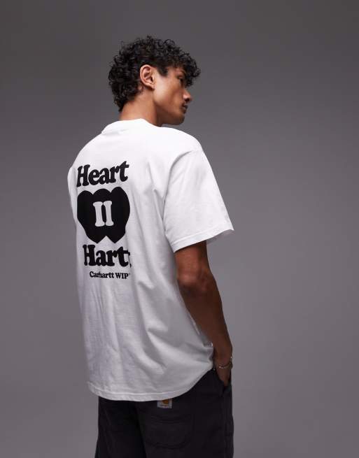 Carhartt WIP – T-Shirt in Weiß mit „Heart II Hartt“-Motivprint auf dem Rücken