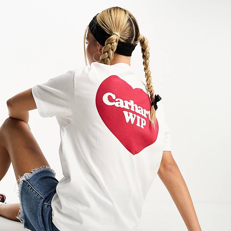 Carhartt WIP – T-Shirt in Weiß mit Herz-Rückenprint | ASOS