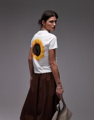 Carhartt WIP - T-Shirt in Weiß mit Sonnenblumen-Rückenprint
