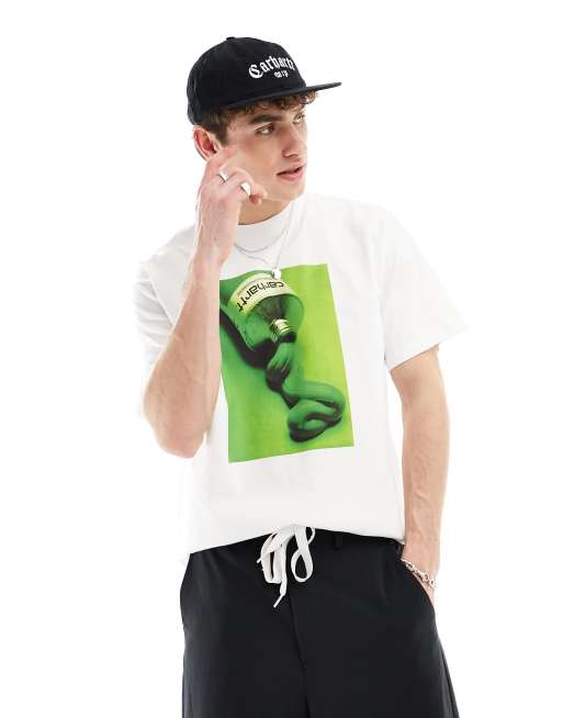 Carhartt WIP – T-Shirt in Weiß mit Tuben-Print