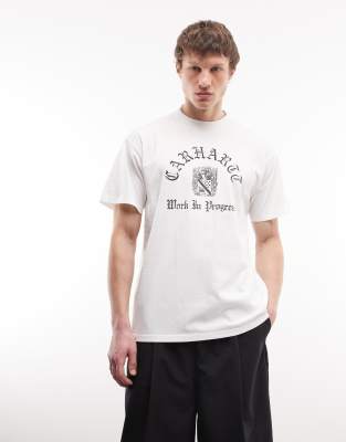 WIP - T-Shirt in Weiß mit Wappen-Print Weiß S