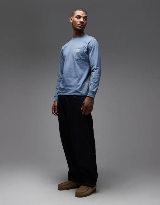 Carhartt WIP - T-shirt manches longues avec poche - Bleu, 2 de 5