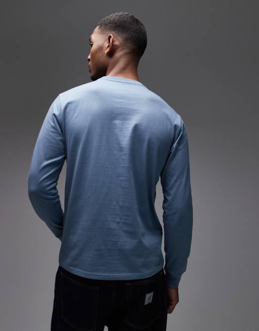 Carhartt WIP - T-shirt manches longues avec poche - Bleu, 3 de 5