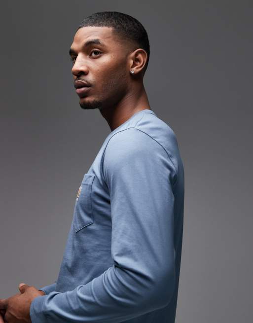Carhartt WIP - T-shirt manches longues avec poche - Bleu, 4 de 5
