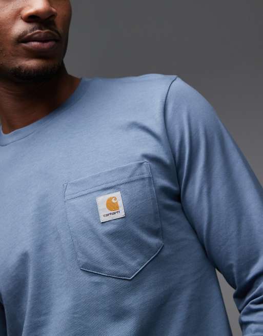 Carhartt WIP - T-shirt manches longues avec poche - Bleu, 5 de 5