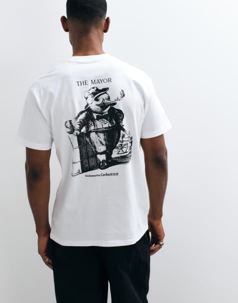 Carhartt WIP T-shirt med front- og bagprint i hvid - view 1