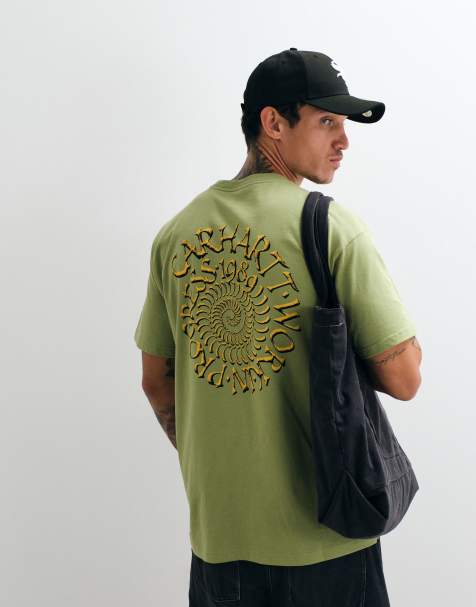 Carhartt WIP t-shirt med spiralmönstrat ryggtryck i grönt - view 1