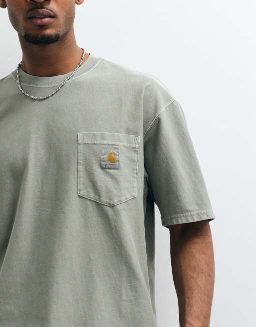 Carhartt WIP - T-shirt met borstzak in vaalgroen, 2 van 5