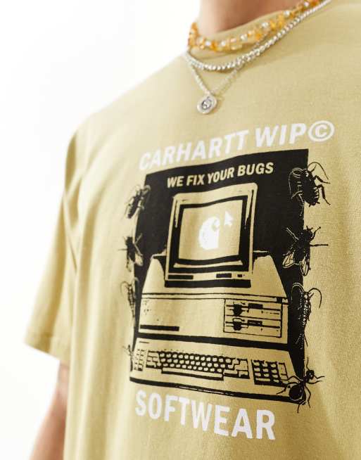 Carhartt WIP - T-shirt met Fix your bugs-print in beige, 2 van 4