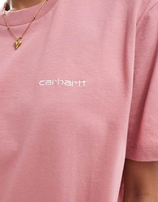 Carhartt WIP - T-shirt met geborduurde tekst in roze, 2 van 4