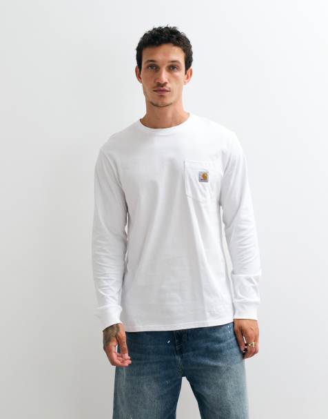 Carhartt WIP T-shirt met lange mouwen en borstzak in wit - view 1