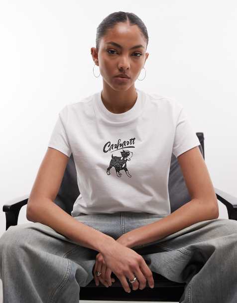 Carhartt WIP - T-shirt met print van hond in wit - view 1
