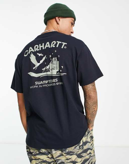 Carhartt WIP - T-shirt met 'Swamp Tours' print in marineblauw