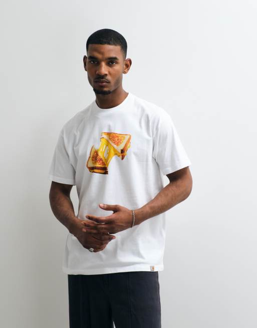 Carhartt WIP - T-shirt met tosti-print in wit, 4 van 5