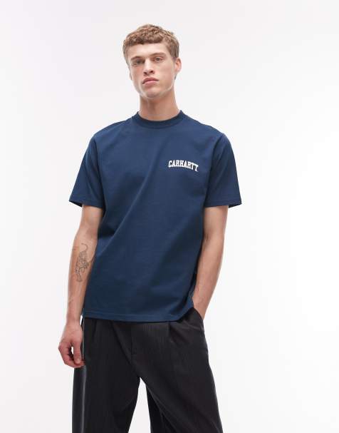 Carhartt WIP - T-shirt met university-tekstlogo in blauw - view 1