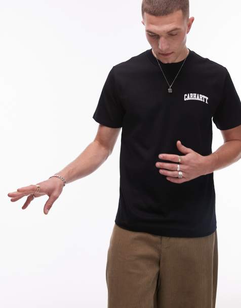 Carhartt WIP - T-shirt met university-tekstlogo in zwart - view 1