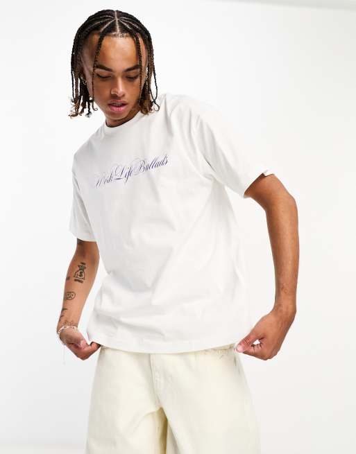 Carhartt WIP - T-shirt met 'Work Life Ballads'-print in wit