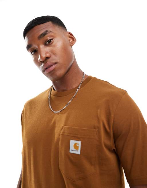Carhartt WIP - T-shirt met zak in bruin