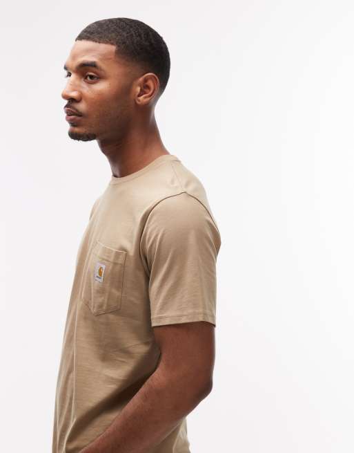 Carhartt WIP - T-shirt met zak in lichtbruin, 4 van 5