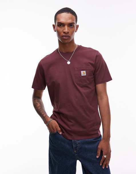 Carhartt WIP - T-shirt met zakje in bordeauxrood - view 1