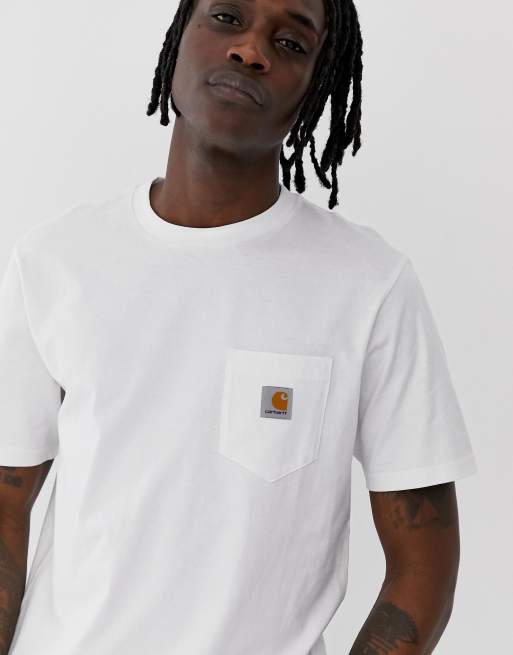 Carhartt WIP - T-shirt met zakje in wit, 3 van 4