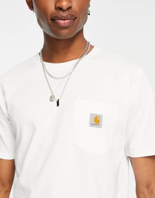 Carhartt WIP - T-shirt met zakje in wit, 2 van 4