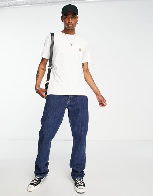 Carhartt WIP - T-shirt met zakje in wit, 4 van 4