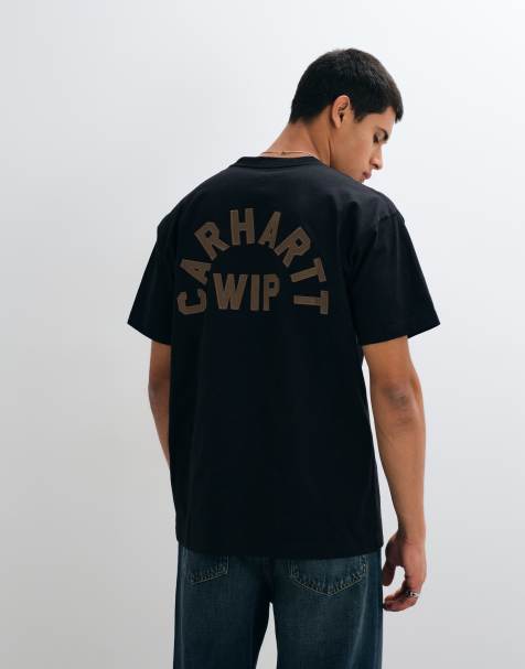 Carhartt WIP T-Shirt mit Arch Script-Print vorn und hinten in Schwarz - view 1