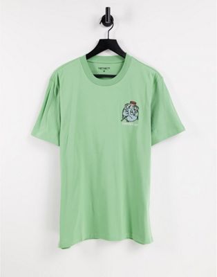 Carhartt WIP – T-Shirt mit erkältete-Welt-Logo in Grün