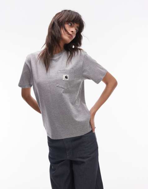 Carhartt WIP – T-Shirt mit Tasche in Grau - view 1