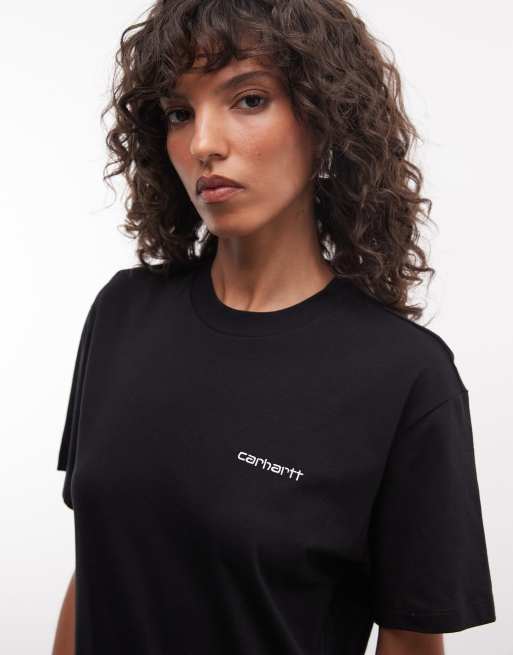 Carhartt WIP - T-shirt nera con logo ricamato, 3 di 4