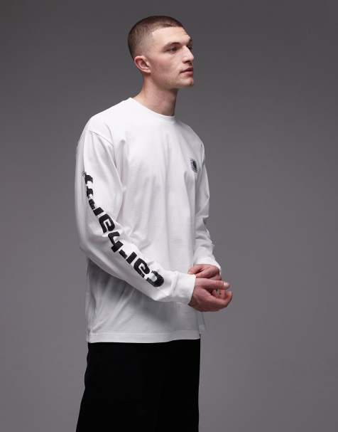 Carhartt WIP - T-shirt oversize à manches longues avec imprimé au dos et sur la manche - Blanc - view 1