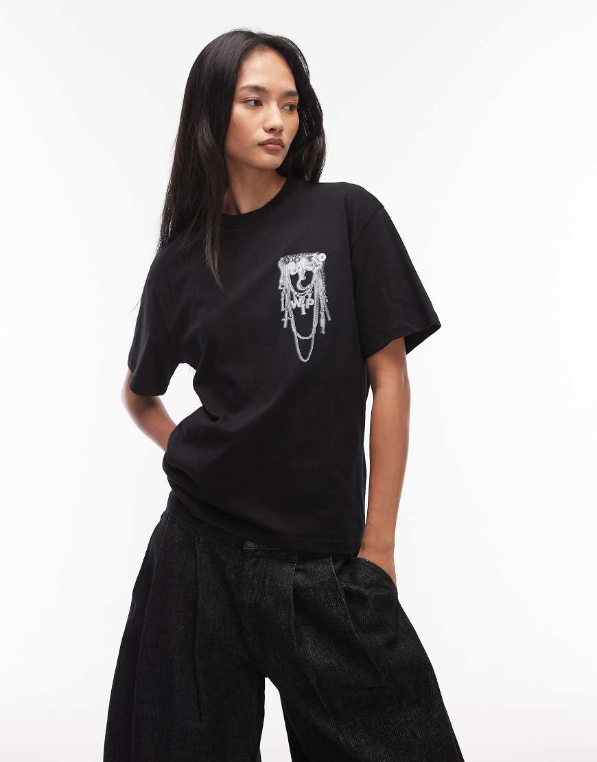 T-shirt oversize avec charms inversés - Noir S