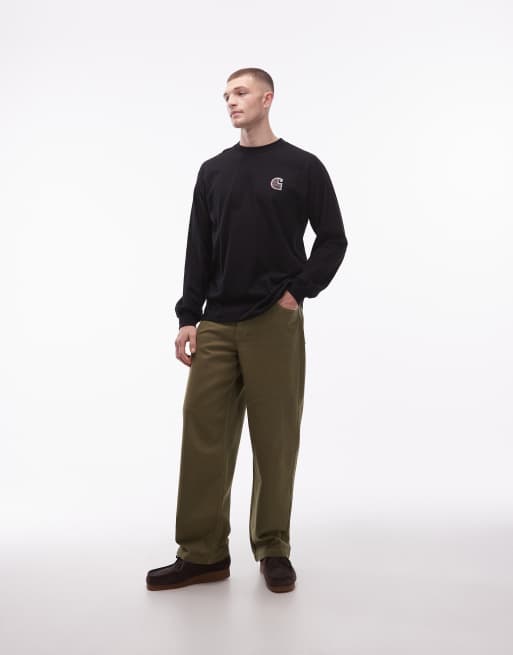 Carhartt WIP - T-shirt oversize manches longues avec imprimé au dos - Noir, 2 de 5