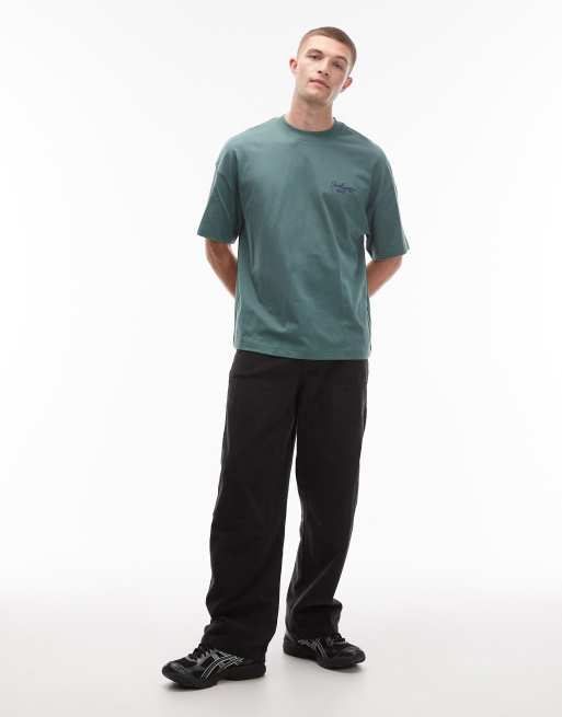 Carhartt WIP - T-shirt squadrata oversize verde slavato con logo, 2 di 5