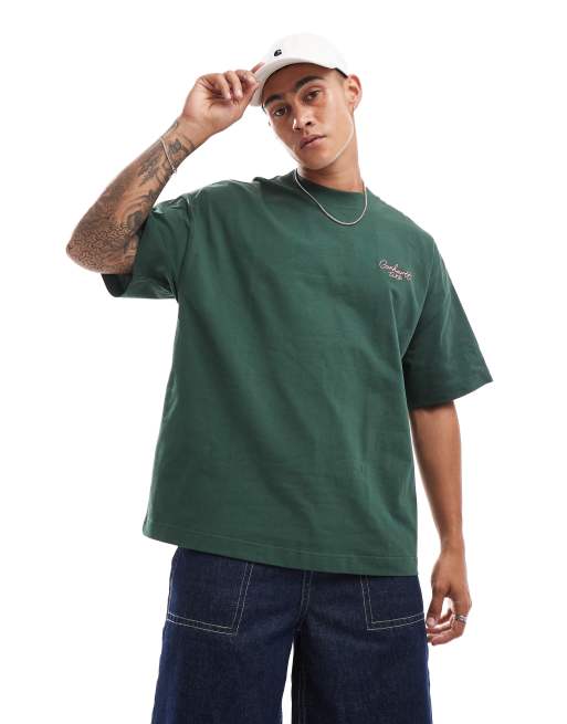 Carhartt WIP – T-shirt w kolorze khaki z napisem z logo