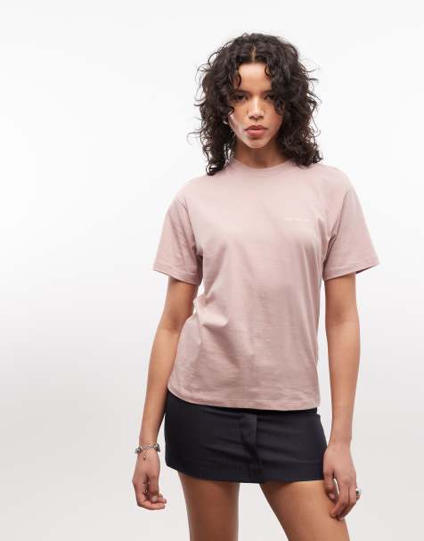 Carhartt WIP – T-shirt w kolorze spranego różu z haftowanym napisem - view 1