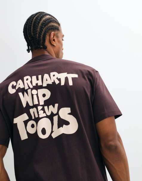 Carhartt WIP T-shirt z wyciętym logo w ciemnobrązowym kolorze - view 1