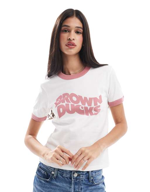 Carhartt WIP - T-shirts met 'Brown ducks' logoprint in wit