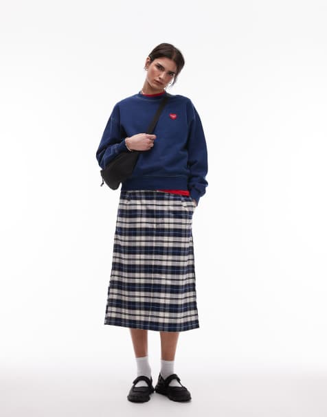 Carhartt WIP tarbell check skirt in navy