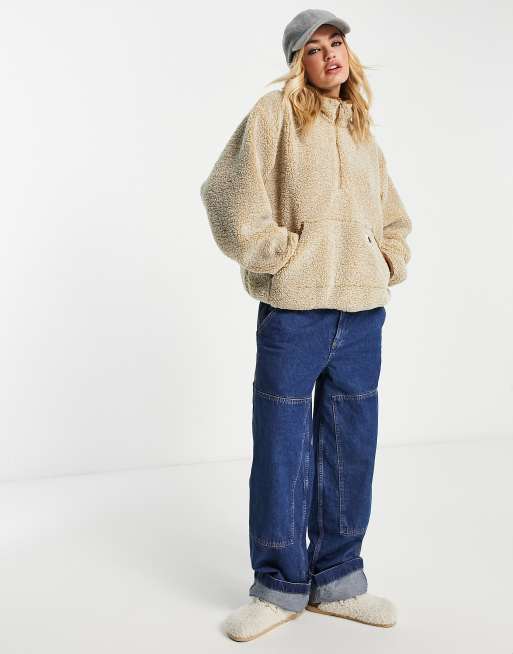 Carhartt WIP – Teddyfell-Fleecepullover mit kurzem Reißverschluss