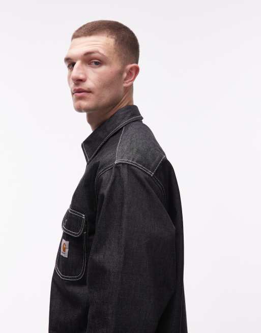 Carhartt WIP – Tigan – Blå jeansskjorta i styv denim, 4 av 5