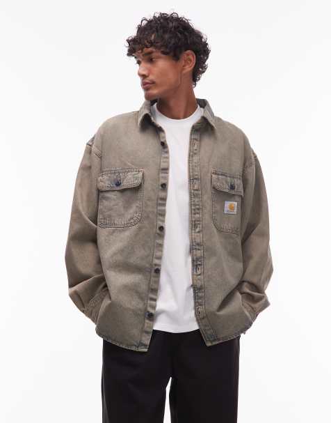 Carhartt WIP - Tigan - Blå skjortejakke med lommedetalje i denim i blå vask - view 1